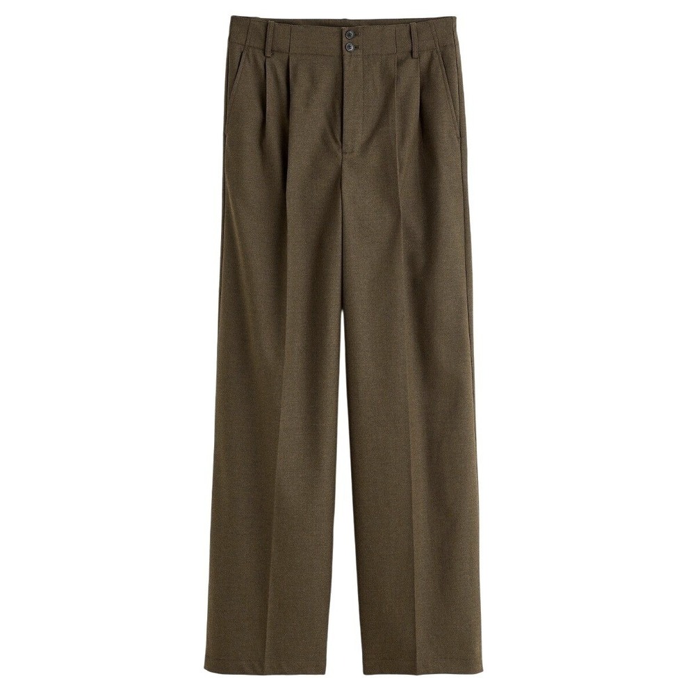 Madewell Womens Pants 2P Dark Olive Green Wide-Leg Trouser Pleated High Rise NWT - Picture 2 of 10